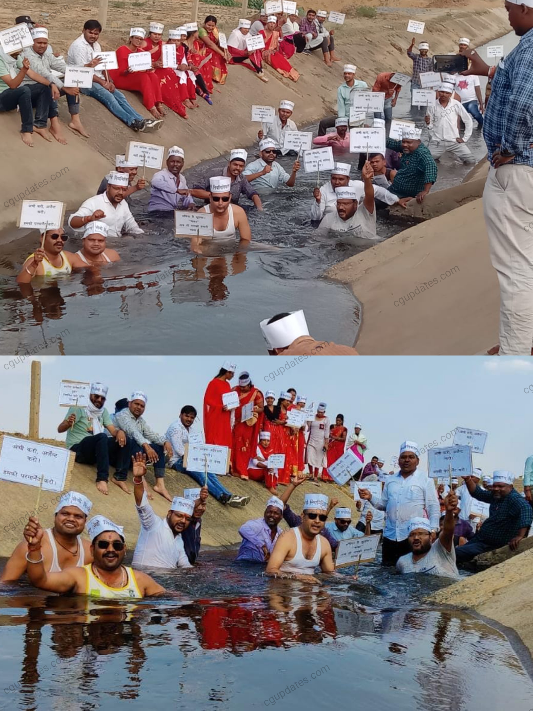 मनरेगाकर्मियों ने अपने दो सूत्रीय माँगो को लेकर किया जल सत्याग्रह...