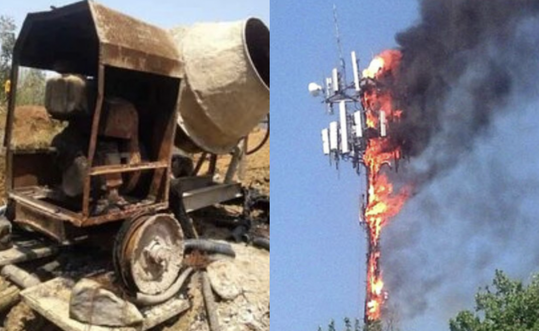 छत्तीसगढ़ नक्सलियों ने मचाया उत्पात पुल निर्माण में लगी गाड़ियों को जलाया ,मोबाइल टावर में लगा दी आग