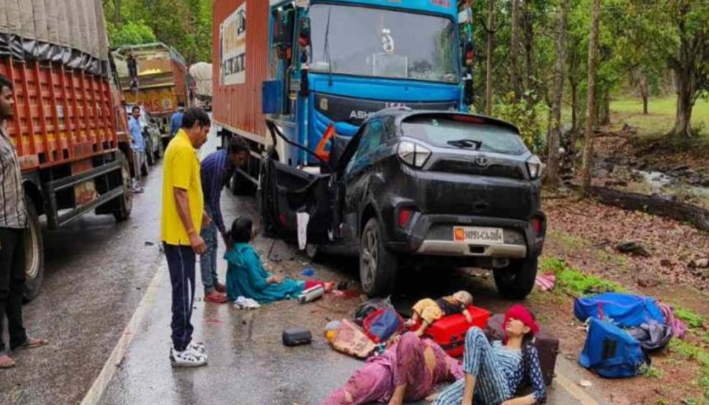 कार और कंटेनर में आमने-सामने टक्कर 5 माह की मासूम की मौत, वही 5 घायल