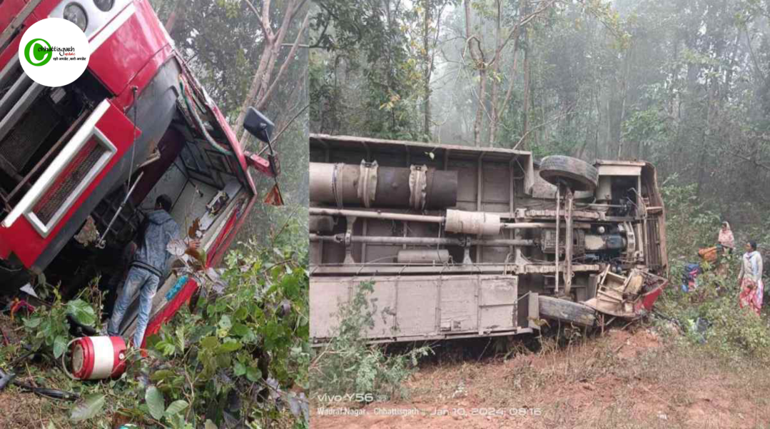 श्रद्धालुओं से भरी Tourist Bus पलटी, छत्तीसगढ़ से वृंदावन के ओर जा रही थी बस, हादसे में कई सवारी घायल