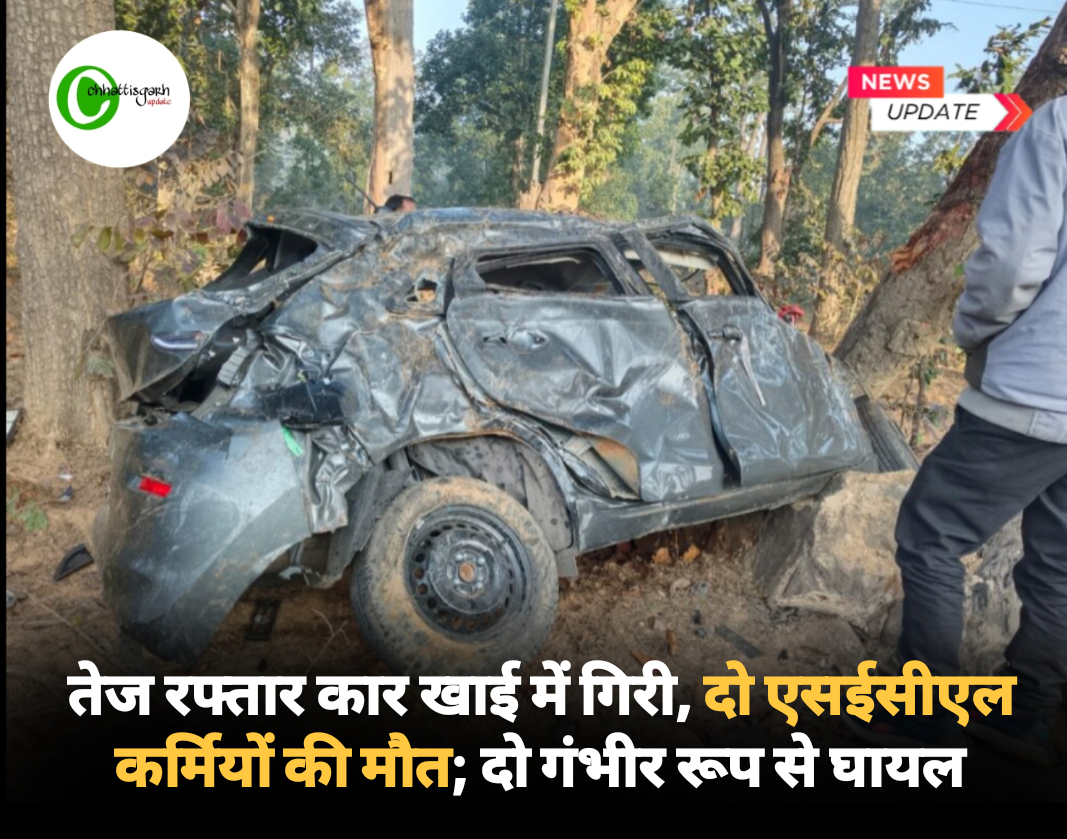 तेज रफ्तार कार खाई में गिरी, दो एसईसीएल कर्मियों की मौत; दो गंभीर रूप से घायल