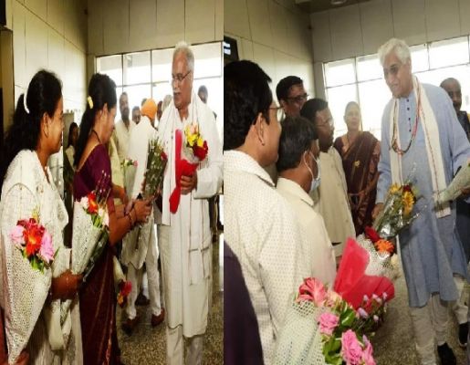 जगदलपुर पहुंचे सीएम और डिप्टी सीएम, एयरपोर्ट में किया गया आत्मीय स्वागत, कल विश्व आदिवासी दिवस कार्यक्रम में करेंगे शिरकत