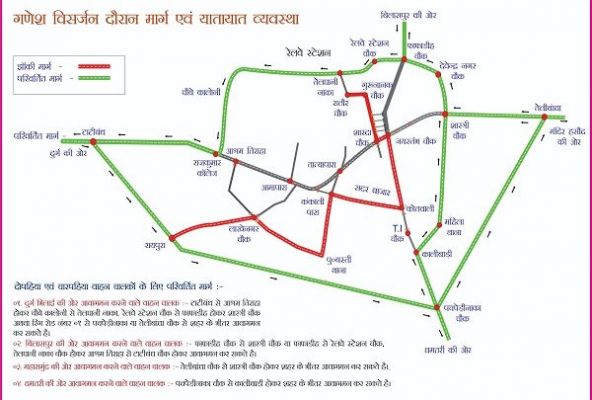 रायपुर नगर में स्थापित गणेश प्रतिमाओं का विसर्जन कार्यक्रम के लिए रूट मैप तैयार