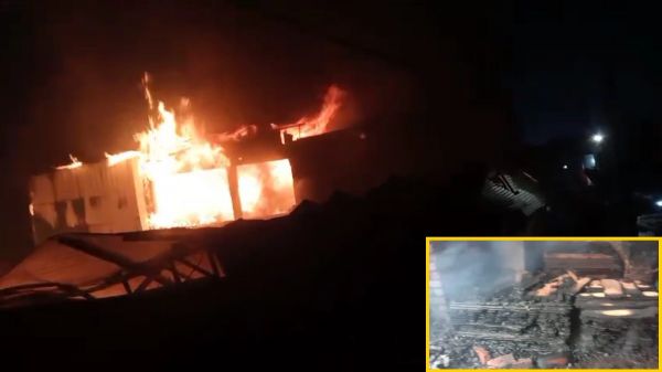 फर्नीचर फैक्ट्री में लगी भीषण आग, करोड़ों का सामान जलकर खाक