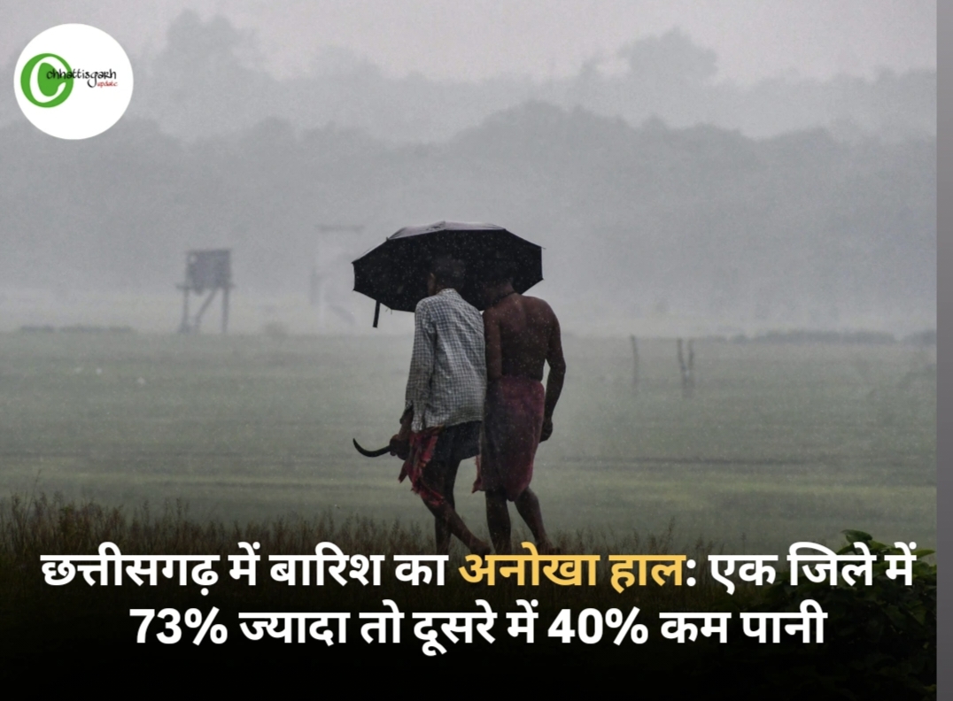 छत्तीसगढ़ में कहीं जमकर बरसे बादल तो कहीं बारिश का इंतजार, बलरामपुर में 73% ज्यादा तो बेमेतरा में 40% कम बारिश
